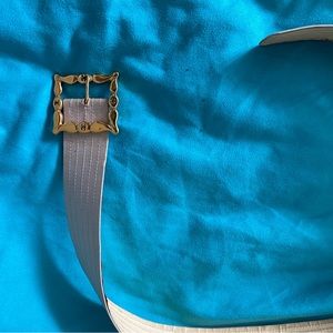 Beige Authentic Chanel belt fabric with gold Chanel buckle